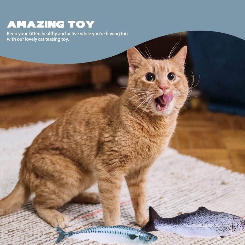 Realistic Fish Plush Toys for Cats